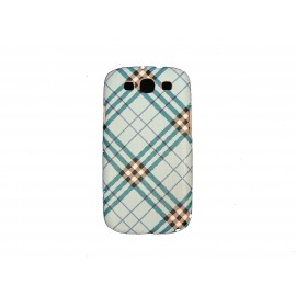 Coque pour Samsung I9300 Galaxy S3 mate carreaux bleus  + film protection écran offert