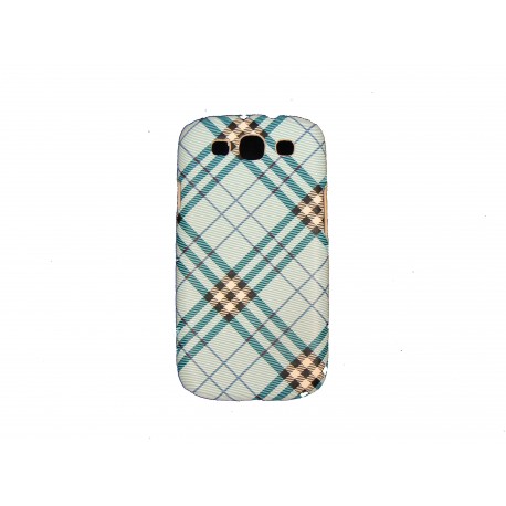 Coque pour Samsung I9300 Galaxy S3 mate carreaux bleus  + film protection écran offert