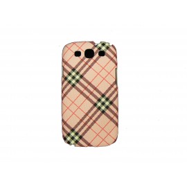 Coque pour Samsung I9300 Galaxy S3 mate carreaux roses  + film protection écran offert