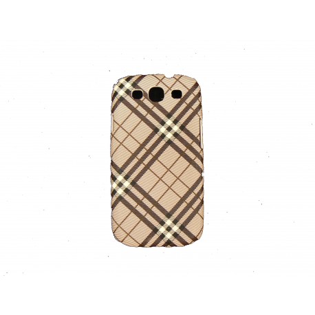 Coque pour Samsung I9300 Galaxy S3 mate carreaux marrons + film protection écran offert