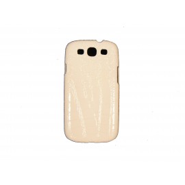 Coque pour Samsung I9300 Galaxy S3 simili-cuir serpent blanc + film protection écran offert