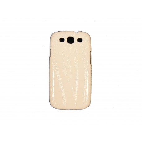 Coque pour Samsung I9300 Galaxy S3 simili-cuir serpent blanc + film protection écran offert