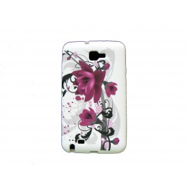 Coque silicone pour Samsung Galaxy Note I9220/N7000 fleurs roses + film protection écran offert