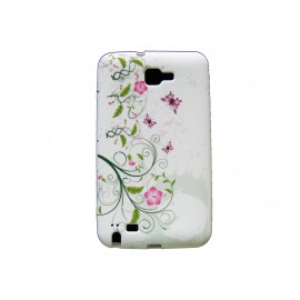 Coque silicone pour Samsung Galaxy Note I9220/N7000 fleurs et papillons + film protection écran offert
