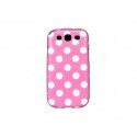 Coque pour Samsung I9300 Galaxy S3 silicone rose à pois blanc + film protection écran offert