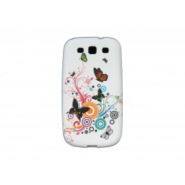 Coque pour Samsung I9300 Galaxy S3 silicone cercles et papillons + film protection écran offert