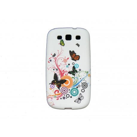 Coque pour Samsung I9300 Galaxy S3 silicone cercles et papillons + film protection écran offert