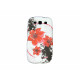 Coque pour Samsung I9300 Galaxy S3 blanche fleurs rouges + film protection écran offert