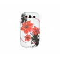Coque pour Samsung I9300 Galaxy S3 blanche fleurs rouges + film protection écran offert