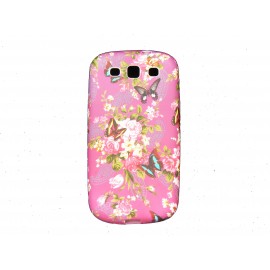 Coque pour Samsung I9300 Galaxy S3 rose papillons+ film protection écran offert