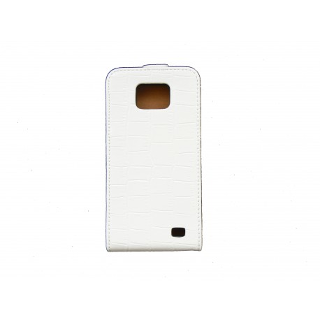 Pochette pour Samsung I9100 Galaxy S2 simili-cuir croco blanc + film protection écran 