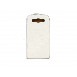 Pochette pour Samsung I9300 Galaxy S blanche simili-cuir crocodile + film protectin écran 