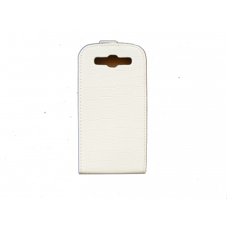 Pochette pour Samsung I9300 Galaxy S blanche simili-cuir crocodile + film protectin écran 