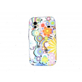 Coque pour Samsung S5830 Galaxy Ace silicone fleurs multicolores + film protection écran offert