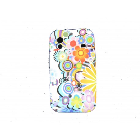 Coque pour Samsung S5830 Galaxy Ace silicone fleurs multicolores + film protection écran offert