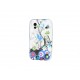 Coque pour Samsung S5830 Galaxy Ace silicone blanche fleurs bleues + film protection écran offert