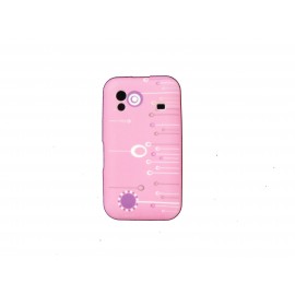 Coque pour Samsung S5830 Galaxy Ace silicone rose cercles + film protection écran offert