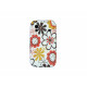 Coque pour Samsung S5830 Galaxy Ace silicone blanche fleurs marrons + film protection écran offert