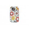 Coque pour Samsung S5830 Galaxy Ace silicone blanche fleurs marrons + film protection écran offert