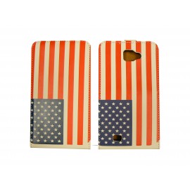Pochette simili-cuir pour Galaxy Note/I9220 drapeau USA/Etats Unis + film protection écran 