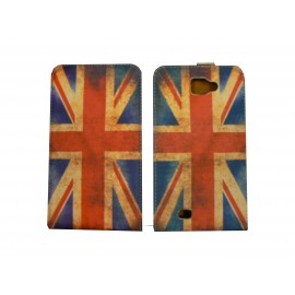 Pochette pour Galaxy Note/I9220 drapeau UK/Angleterre  vintage+ film protection écran 