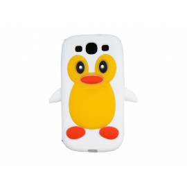 Coque pour Samsung I9300 Galaxy S3 silicone pingouin blanc + film protection écran offert