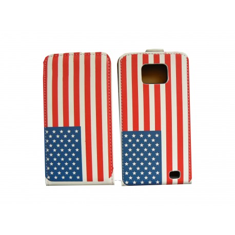 Pochette pour Samsung I9100 Galaxy S2  drapeau USA/Etats Unis + film protection écran 