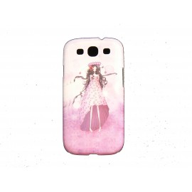 Coque pour Samsung I9300 Galaxy S3 brillante rose jeune fille + film protection écran offert