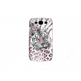 Coque pour Samsung I9300 Galaxy S3 mate tigre rose + film protection écran offert