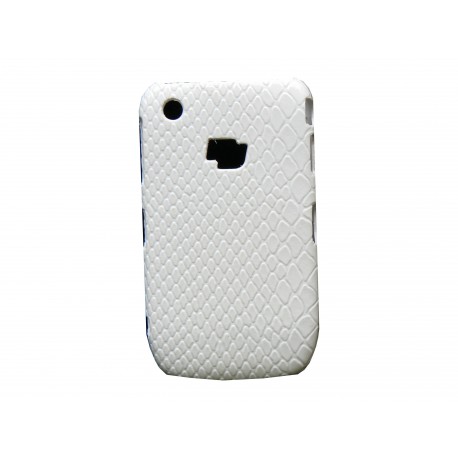 Coque pour Blackberry 8520 Curve simili-cuir blanche peau de serpent + film protection écran offert