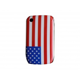 Coque rigide et brillante drapeau Etats Unis/USA pour Blackberry 8520 Curve  + film protection ecran offert