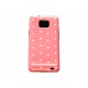 Coque rigide brillante pour Samsung I9100 Galaxy S2 rose à pois blancs + film protection ecran offert