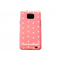 Coque rigide brillante pour Samsung I9100 Galaxy S2 rose à pois blancs + film protection ecran offert