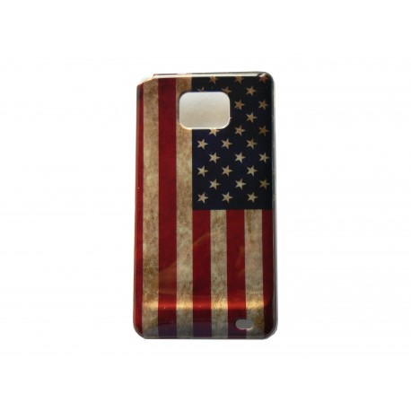 Coque pour Samsung I9100 Galaxy S2 rigide vintage drapeau USA/Etats-Unis  + film protection écran offert