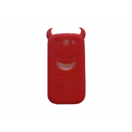 Coque pour Samsung I9300 Galaxy S3 silicone diable rouge + film protection écran offert