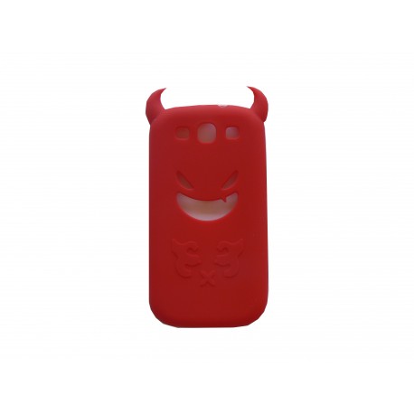 Coque pour Samsung I9300 Galaxy S3 silicone diable rouge + film protection écran offert