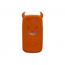 Coque pour Samsung I9300 Galaxy S3 silicone diable orange + film protection écran offert