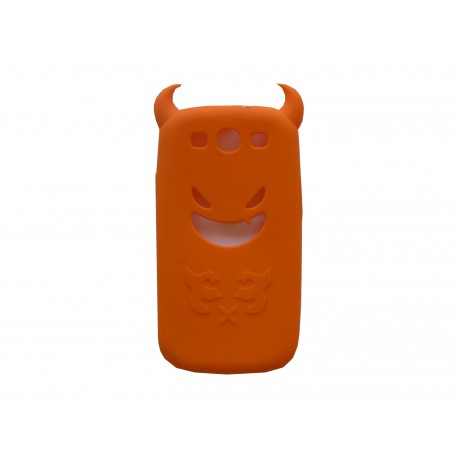 Coque pour Samsung I9300 Galaxy S3 silicone diable orange + film protection écran offert