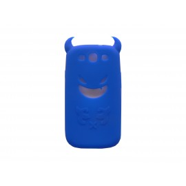 Coque pour Samsung I9300 Galaxy S3 silicone diable bleu + film protection écran offert