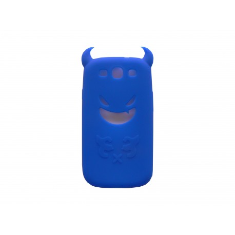 Coque pour Samsung I9300 Galaxy S3 silicone diable bleu + film protection écran offert