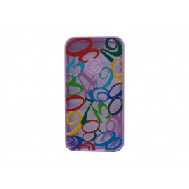 Coque pour Iphone 4 silicone avec des chiffres pourtour parme + film protection écran offert