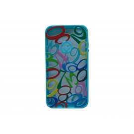 Coque pour  Iphone 4 silicone avec des chiffres pourtour bleu + film protection écran offert