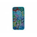 Coque pour  Iphone 4 silicone avec des chiffres pourtour bleu + film protection écran offert