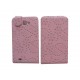 Pochette Etui simili-cuir rose pour Samsung Galaxy Note/I9220 fleurs avec strass + film protectin écran 