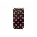 Coque pour Samsung I9300 Galaxy S3 noire pois roses + film protection écran offert