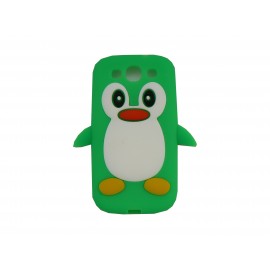 Coque pour Samsung I9300 Galaxy S3 silicone pingouin vert+ film protection écran offert