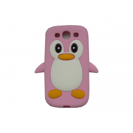 Coque pour Samsung I9300 Galaxy S3 silicone pingouin rose clair + film protection écran offert