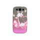 Coque pour Samsung I9300 Galaxy S3 noire fleurs roses strass diamants+ film protection écran offert