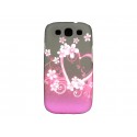 Coque pour Samsung I9300 Galaxy S3 noire fleurs roses strass diamants+ film protection écran offert