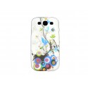 Coque pour Samsung I9300 Galaxy S3 blanche cercles multicolores strass diamants+ film protection écran offert